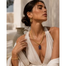 Solare Accessories Doğal Ametist ve Lav Taşı Balık Figürlü El Yapımı Koly