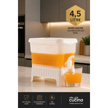 Stile Cucina 4,5 Litre Musluklu ve Ayaklı Buzdolabı Su Limonata Sebili Beyaz Sebil