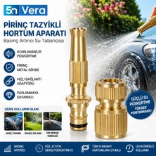 5n Vera Pirinç Basınçlı Hortum Başlığı Seti | Ayarlanabilir Tazyikli Su Tabancası ve Hızlı Hortum Adaptörü | Bahçe Sulama Araç Yıkama Aparatı