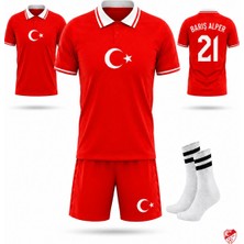 Yenteks Türkiye Euro 2026 Milli Takım Barış Alper Yılmaz (Y04) Çocuk Futbol Forması  Özel Tasarım Kırmızı Beyaz Çorap Hediyeli