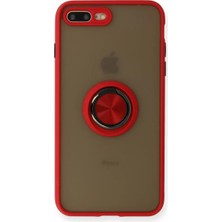 Gülsüm Aydın Newface Apple iPhone 7 Plus Kılıf Montreal Yüzüklü Silikon Kapak - Kırmızı