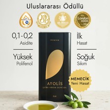 Ayolis Premium Gurme Memecik Zeytinyağı 5 Lt Ödüllü Yüksek Polifenollü Erken Hasat Soğuk Sıkım Natürel Sızma Zeytinyağı