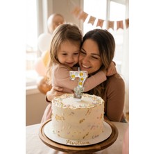 Partixa Gold Kelebek Detaylı Taşlı Rakam Mum Doğum Günü Pasta Süsü