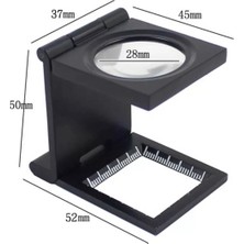 Bosile LED Işıklı Büyüteç Metal Katlanır Ölçekli Kılıflı 10X Mercek 45x50 mm