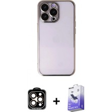 Marsilyan™- iPhone 14 Pro Max Kılıf Vadi Minimal - Siyah Bilvis 5in1 5d Magic Hayalet Cam Ekran Koruyucu + Pvd Metal Kamera Lens - Tu