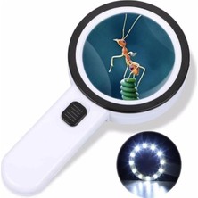 Bosile 30X Büyütme 107MM Özel Çift Cam 12 LED Işıklı Büyüteç