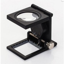 Bosile 10X Katlanır Sayaçlı Metal Lüp 28MM 2 LED Işıklı Büyüteç Tekstil