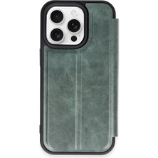 Gülsüm Aydın Newface Apple iPhone 15 Pro Max Kılıf Flip Cover - Koyu Yeşil