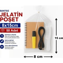 Jokey Ambalaj 8x15cm Berrak, Dayanıklı Bantsız Jelatin e-Ticaret, Aksesuar Saklama Poşeti (50 Adet)