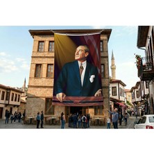 Punto Dizayn Atatürk ve Türk Bayrağı Poster Bayrak Premium Raşel Kumaş ATA13
