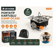 Deyhome K-202 Taşınabilir Kartuşlu Kamp Ocağı Katlanabilir Portatif Piknik ve Kamp Ocağı Çantalı