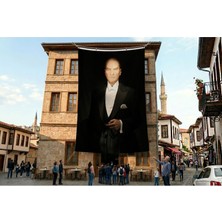 Punto Dizayn Asil Duruşlu Atatürk Poster Bayrak Premium Raşel Kumaş ATA79
