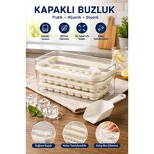 Syn Aksesuar Basmalı Kapaklı Buz Kalıbı Seti – Hazneli, Kürekli ve Kolay Çıkarmalı Buz Yapıcı