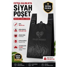 Kalbi Ticaret Ekstra Kalın Siyah Poşet 40X75 cm 5 kg Dayanıklı Atlet Poşet Dökme Siyah Battal Boy Çöp Poşeti