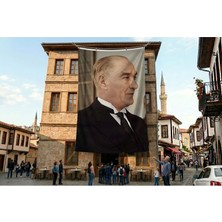 Punto Dizayn Gazi Mustafa Kemal Atatürk Yan Portre Poster Bayrak Premium Raşel Kumaş ATA58