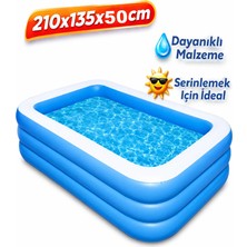 Reidan 210X135X50CM Şişme Havuz 3 Katmanlı Yazlık Bahçe Havuzu Dikdörtgen Şişme Havuz Tatil Havuzu Yaz