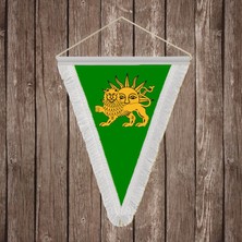 Punto Dizayn Safevi İmparatorluğu Beyaz Saçaklı Üçgen Flama Bayrak Hatıra Flama