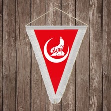 Punto Dizayn Bozkurt Hilal Kırmızı Beyaz Saçaklı Üçgen Flama Bayrak Hatıra Flama