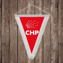 Punto Dizayn Chp Kırmızı Beyaz Saçaklı Üçgen Flama Bayrak Hatıra Flama