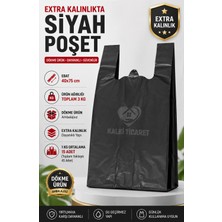 Kalbi Ticaret Ekstra Kalın Siyah Poşet 40X75 cm 3 kg Dayanıklı Atlet Poşet Dökme Siyah Battal Boy Çöp Poşeti