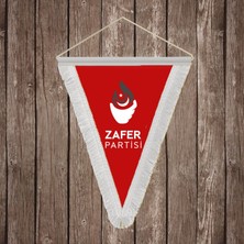 Punto Dizayn Zafer Partisi Kırmızı Beyaz Saçaklı Üçgen Flama Bayrak Hatıra Flama