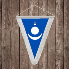Punto Dizayn Moğol İmparatorluğu Beyaz Saçaklı Üçgen Flama Bayrak Hatıra Flama