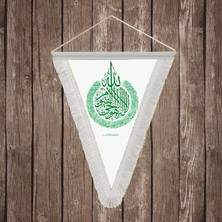 Punto Dizayn Ayetel Kürsi Beyaz Saçaklı Üçgen Flama Bayrak Hatıra Flama