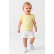 Mini Baray Kız Bebek Tişört ve Kalp Desenli Gabardin Şort Takımı (9-24 Ay)