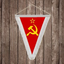 Punto Dizayn Sovyetler Birliği Beyaz Saçaklı Üçgen Flama Bayrak Hatıra Flama