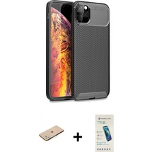 Pileli Store Pilelistore™ iPhone 11 Pro Max Kılıf Eksen Form Prime - Şeffaf Pasifik Cam Ekran Koruyucu + Renkli Kamera Lens Koruma Cam - Yl