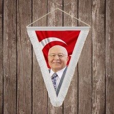 Punto Dizayn Necmettin Erbakan Beyaz Saçaklı Üçgen Flama Bayrak Hatıra Flama