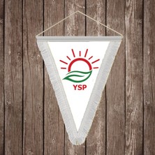 Punto Dizayn Yeşil Sol Parti Beyaz Saçaklı Üçgen Flama Bayrak Hatıra Flama