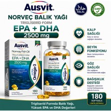 Ausvit Ultra Omega-3 Norway Fish Oil Epa Dha 2500MG Norveç Balık Yağı 180 Softgel