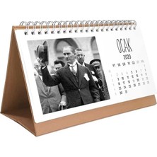 Bi'aldım 2027 Atatürk Takvimi - Atatürk Fotoğraflı 2027 Masa Takvimi - Kahverengi
