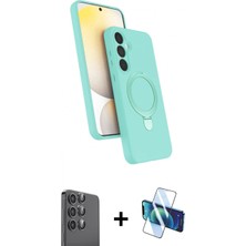 Marsilyan™- Galaxy A16 5g Kılıf Iz Işık Koleksiyonu - Siyah 3D Antistatik Seramik Nano Ekran Koruyucu + Raze Metal Kamera Lens - Sh