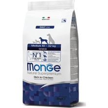 Monge Medium Senior Tavuklu Orta Irk Yaşlı Köpek Maması 3 kg
