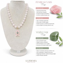 Solare Accessories Doğal Pembe Kuvars & Yeşim Taşı Kolye