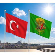 Punto Dizayn Try Raşel Kumaş Bayrak ve Türkiye Cumhuriyeti Alpaka Kumaş Bayrak 2'li Set 100X150 cm