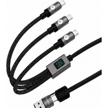 Schitec 5in1 100W Dijital Göstergeli Type-C ve Usba Girişli Micro Type-C Lightning Çıkışlı Hızlı Şarj ve Data Kablosu 1.2m Hg/c-26