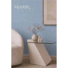 Miarik Design Traverten Radz Cam Detayli Yan Sehpa