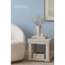 Miarik Design Patkatka - Raflı Traverten Dikdörtgen Yan Sehpa