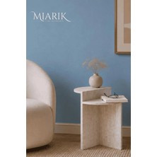 Miarik Design Traverten Yuvarlak Zaho Mermer Yan Sehpa , Masa , Orta Sehpa , Zigon
