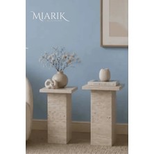 Miarik Design Traverten Mermer Darlene Yan Sehpa , Masa , Orta Sehpa , Zigon