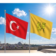 Punto Dizayn Try Raşel Kumaş Bayrak ve Türkiye Cumhuriyeti Alpaka Kumaş Bayrak 2'li Set 100X150 cm