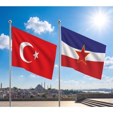 Punto Dizayn TRY Raşel Kumaş Bayrak ve Türkiye Cumhuriyeti Alpaka Kumaş Bayrak 2'li set 100x150 Cm