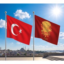 Punto Dizayn TRY Raşel Kumaş Bayrak ve Türkiye Cumhuriyeti Alpaka Kumaş Bayrak 2'li set 100x150 Cm