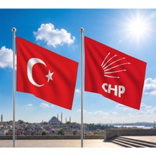 Punto Dizayn Try Raşel Kumaş Bayrak ve Türkiye Cumhuriyeti Alpaka Kumaş Bayrak 2'li Set 100X150 cm