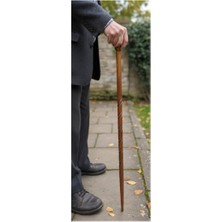 Abnturk Koyu Ahşap Abdülhamit Bastonu El Yapımı Asa Ahşap Oyma Baston 90CM Yürüyüş Değneği Dayanıklı Değnek