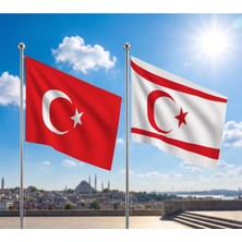 Punto Dizayn Try Raşel Kumaş Bayrak ve Türkiye Cumhuriyeti Alpaka Kumaş Bayrak 2'li Set 100X150 cm
