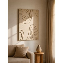 Misinko Torin Dekoratif Dokulu Tablo | 3D Kabartmalı Modern Bej Duvar Dekoru (50X70 Cm)